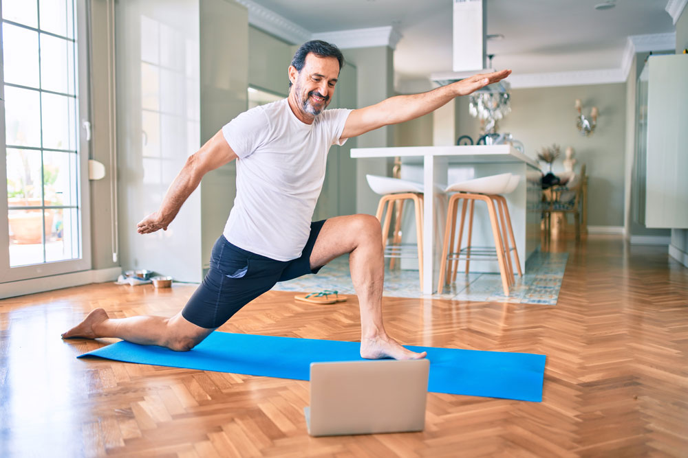 fit man doing exercise at home